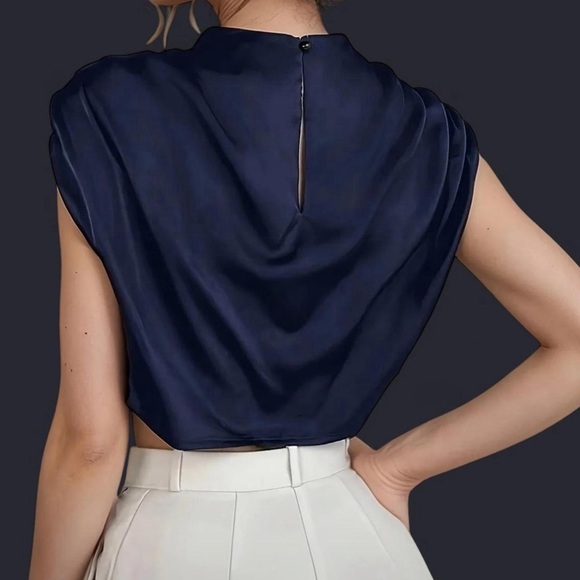 COPY - Zara Blue Sleeveless Crop Top - Picture 2 of 2